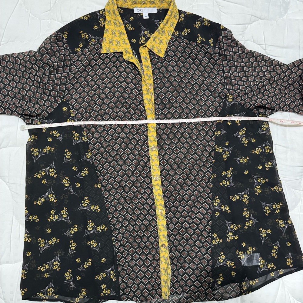 Dr2 Black And Yellow Patterned Button Down Shirt … - image 6